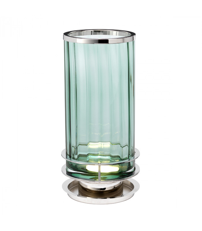 Arno Table Lamp Metalwork Polished Nickel Green Glass-1