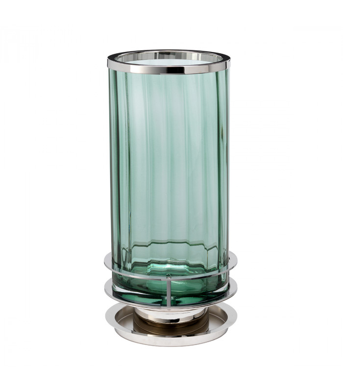 Arno Table Lamp Metalwork Polished Nickel Green Glass-2