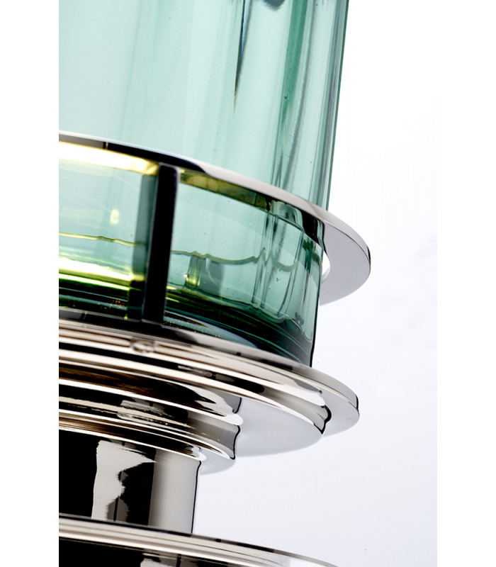 Arno Table Lamp Metalwork Polished Nickel Green Glass-3
