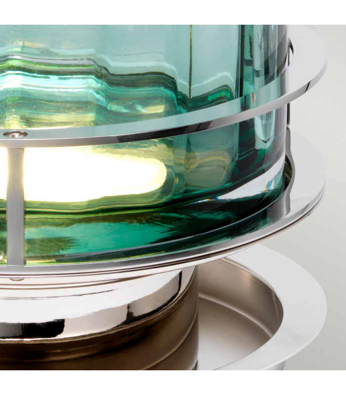Arno Table Lamp Metalwork Polished Nickel Green Glass-5