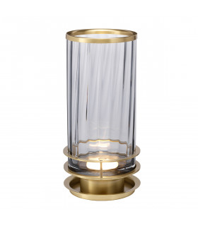 Arno Table Lamp Metalwork Aged Brass Smoked Glass-1