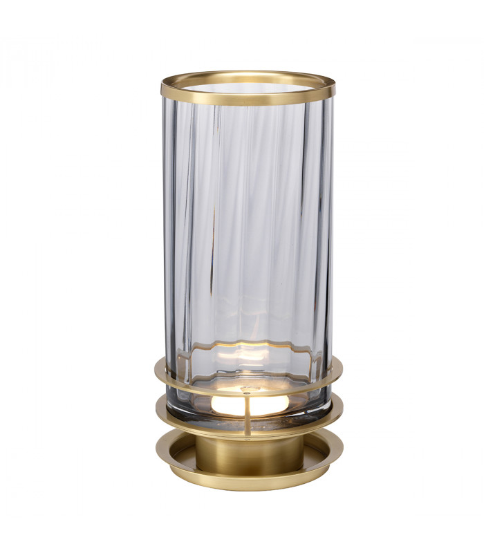 Arno Table Lamp Metalwork Aged Brass Smoked Glass-1