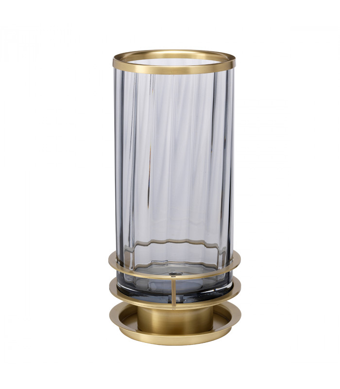 Arno Table Lamp Metalwork Aged Brass Smoked Glass-2