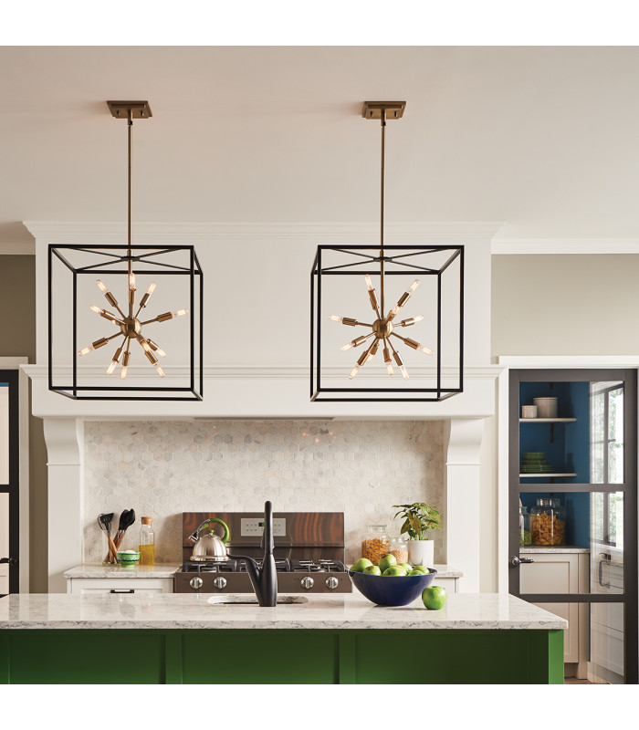 Lisa McDennon by Hinkley Aros 12 Light Pendant Black & Warm Brass-3