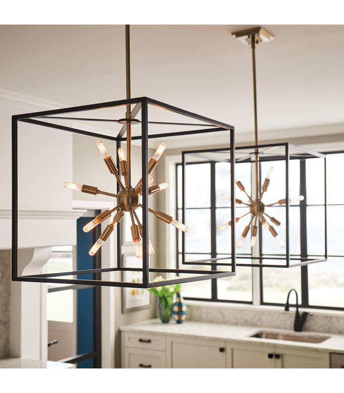 Lisa McDennon by Hinkley Aros 12 Light Pendant Black & Warm Brass-4