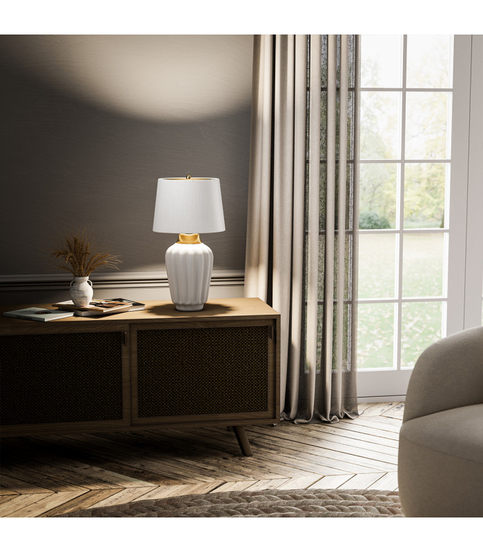 Bexley 1 Light Table Lamp White Brushed Brass-5