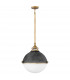 Hinkley Fletcher 3 Light Pendant Aged Zinc with Heritage Brass-1