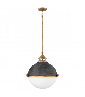 Hinkley Fletcher 3 Light Pendant Aged Zinc with Heritage Brass-1