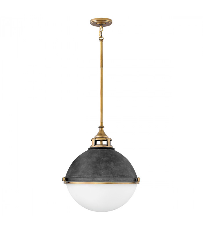 Hinkley Fletcher 3 Light Pendant Aged Zinc with Heritage Brass-1