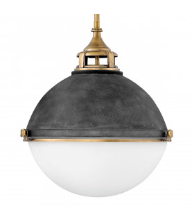 Hinkley Fletcher 3 Light Pendant Aged Zinc with Heritage Brass-2