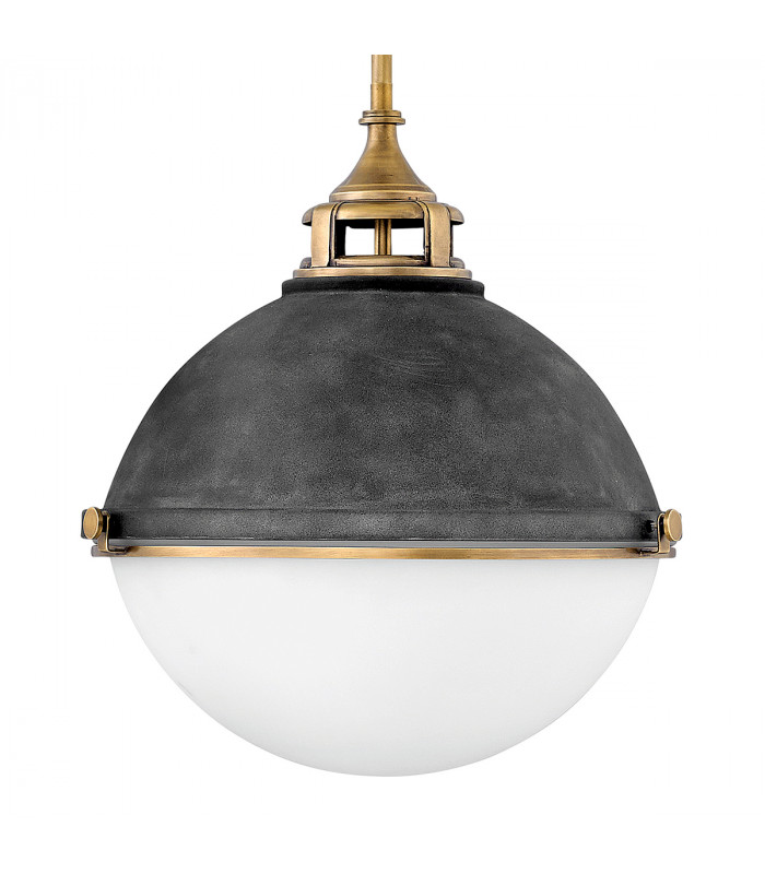 Hinkley Fletcher 3 Light Pendant Aged Zinc with Heritage Brass-2
