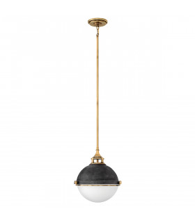 Hinkley Fletcher 2 Light Pendant Aged Zinc with Heritage Brass-1