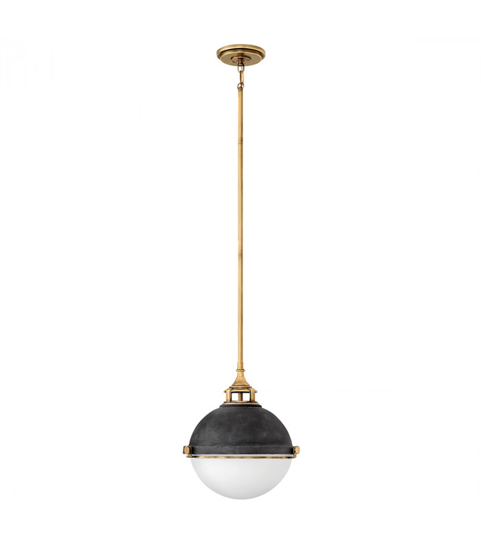 Hinkley Fletcher 2 Light Pendant Aged Zinc with Heritage Brass-1