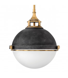 Hinkley Fletcher 2 Light Pendant Aged Zinc with Heritage Brass-2