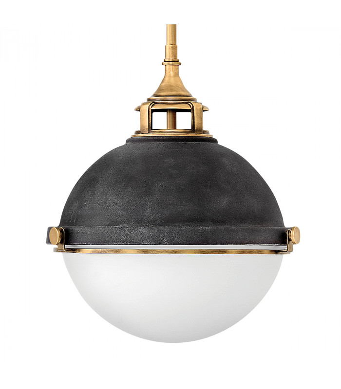 Hinkley Fletcher 2 Light Pendant Aged Zinc with Heritage Brass-2