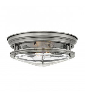 Hinkley Hadrian 2 Light Flush Mount Antique Nickel with Glass IP44-1