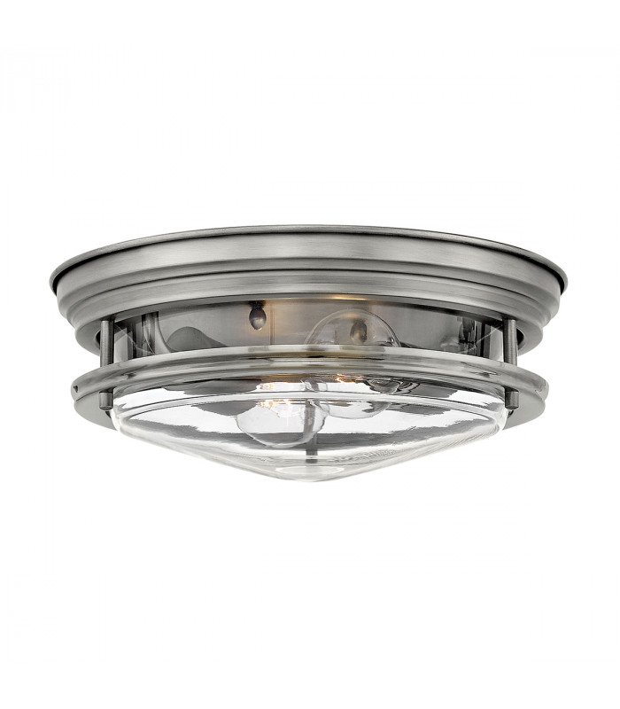 Hinkley Hadrian 2 Light Flush Mount Antique Nickel with Glass IP44-1