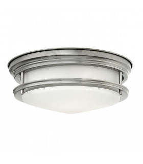 Hinkley Hadrian 2 Light Flush Mount Antique Nickel with Opal Glass IP44-1