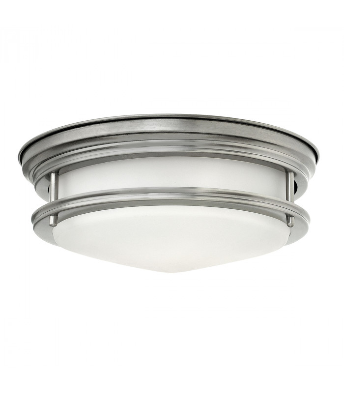 Hinkley Hadrian 2 Light Flush Mount Antique Nickel with Opal Glass IP44-1
