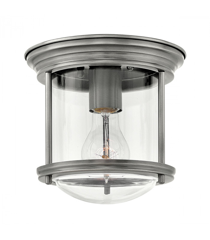 Hinkley Hadrian 1 Light Flush Mount Antique Nickel with Glass IP44-1