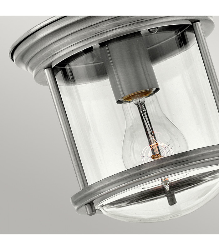Hinkley Hadrian 1 Light Flush Mount Antique Nickel with Glass IP44-2