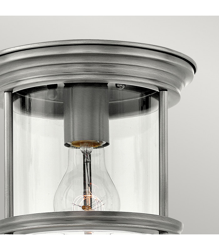 Hinkley Hadrian 1 Light Flush Mount Antique Nickel with Glass IP44-3