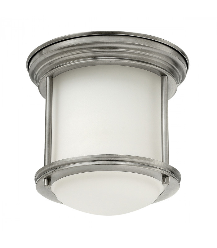 Hinkley Hadrian 1 Light Flush Mount Antique Nickel with Opal Glass IP44-1