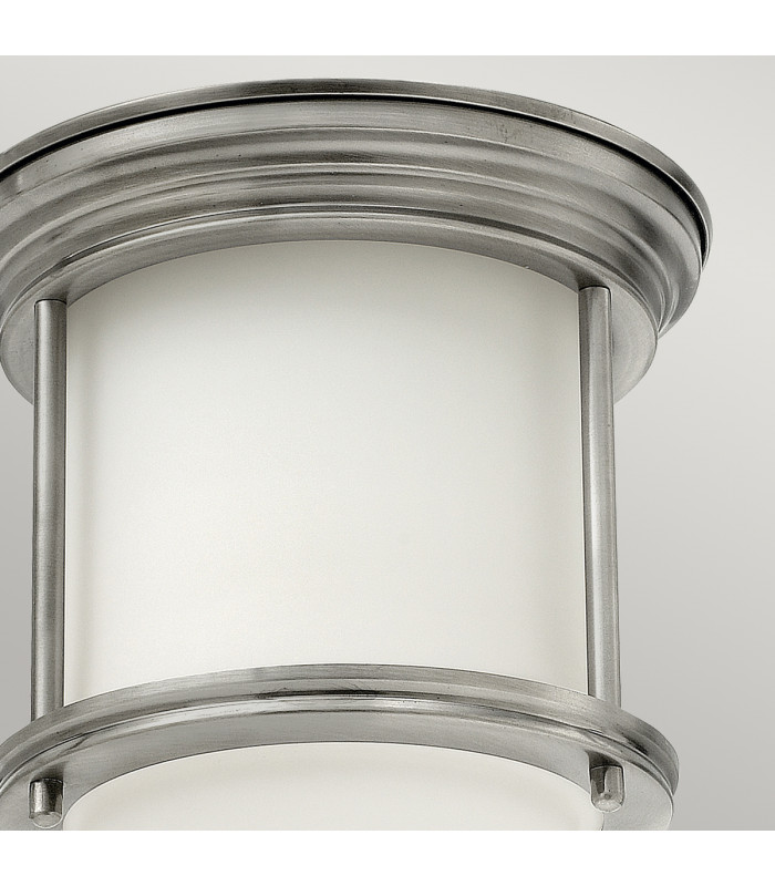 Hinkley Hadrian 1 Light Flush Mount Antique Nickel with Opal Glass IP44-3
