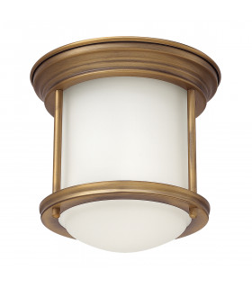 Hinkley Hadrian 1 Light Flush Mount Brushed Bronze with Opal Glass IP44-1