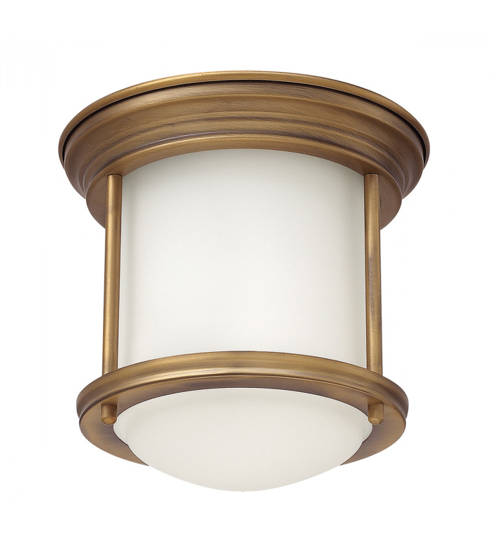 Hinkley Hadrian 1 Light Flush Mount Brushed Bronze with Opal Glass IP44-1