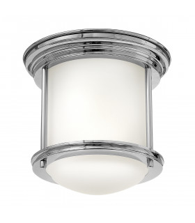 Hinkley Hadrian 1 Light Flush Mount Chrome with Opal Glass IP44-1