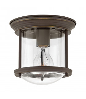 Hinkley Hadrian 1 Light Flush Mount Oil Rubbed Bronze with Glass IP44-1