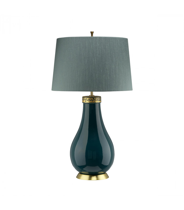 Havering 1 Light Table Lamp Azure-Turquoise with Aged Brass-1
