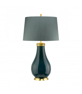 Havering 1 Light Table Lamp Azure-Turquoise with Aged Brass-2