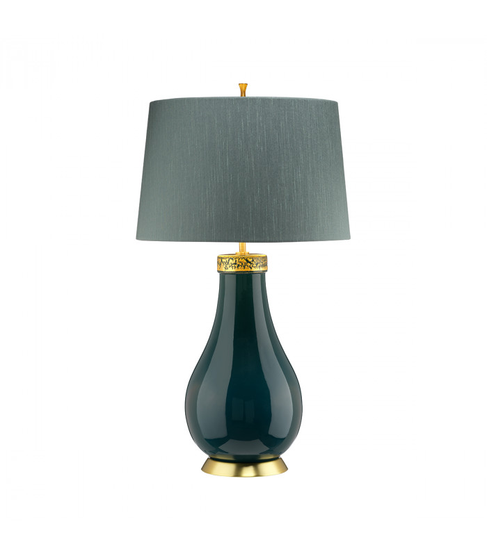 Havering 1 Light Table Lamp Azure-Turquoise with Aged Brass-2