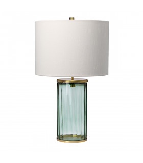 Reno Table Lamp Metalwork Aged Brass Green Glass-1