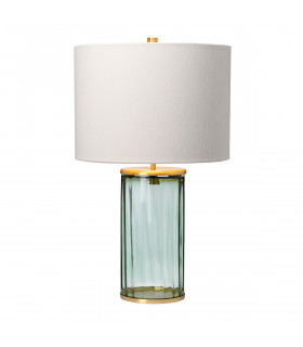 Reno Table Lamp Metalwork Aged Brass Green Glass-2
