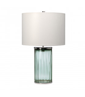 Reno Table Lamp Metalwork Polished Nickel Green Glass-1