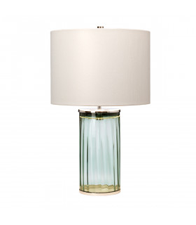 Reno Table Lamp Metalwork Polished Nickel Green Glass-2