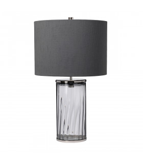 Reno Table Lamp Metalwork Polished Nickel Smoked Glass-1