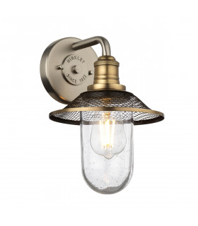 Hinkley Rigby 1 Light Wall Light Antique Nickel with Heritage Brass IP44-1