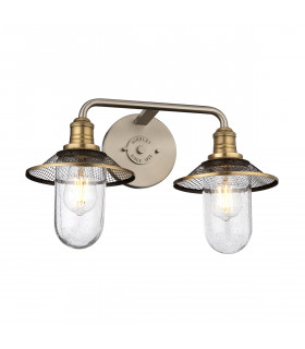 Hinkley Rigby 2 Light Wall Light Antique Nickel with Heritage Brass IP44-1