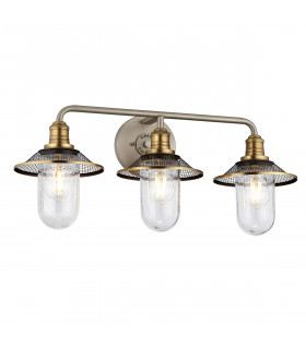 Hinkley Rigby 3 Light Wall Light Antique Nickel with Heritage Brass IP44-1