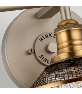 Hinkley Rigby 3 Light Wall Light Antique Nickel with Heritage Brass IP44-2