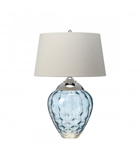 Samara Table Lamp Metal Work Polished Nickel Light Blue Glass-1
