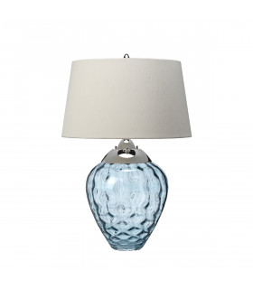 Samara Table Lamp Metal Work Polished Nickel Light Blue Glass-2