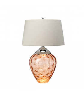Samara Table Lamp Metal Work Polished Nickel - Glassware Salmon-1