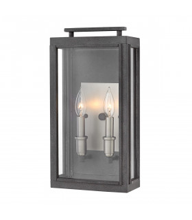 Hinkley Sutcliffe Outdoor 2 Light Wall Lantern Aged Zinc IP44-1