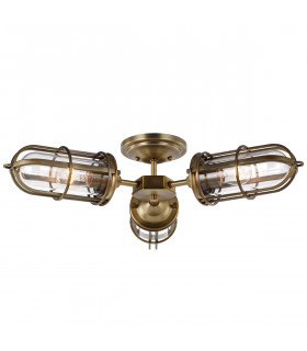 Feiss Urban Restoration 3 Light Semi Flush Dark Antique Brass IP44-1