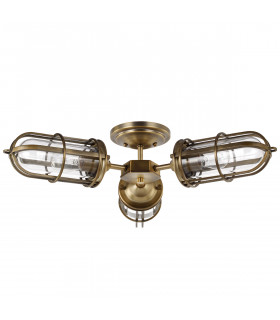 Feiss Urban Restoration 3 Light Semi Flush Dark Antique Brass IP44-2